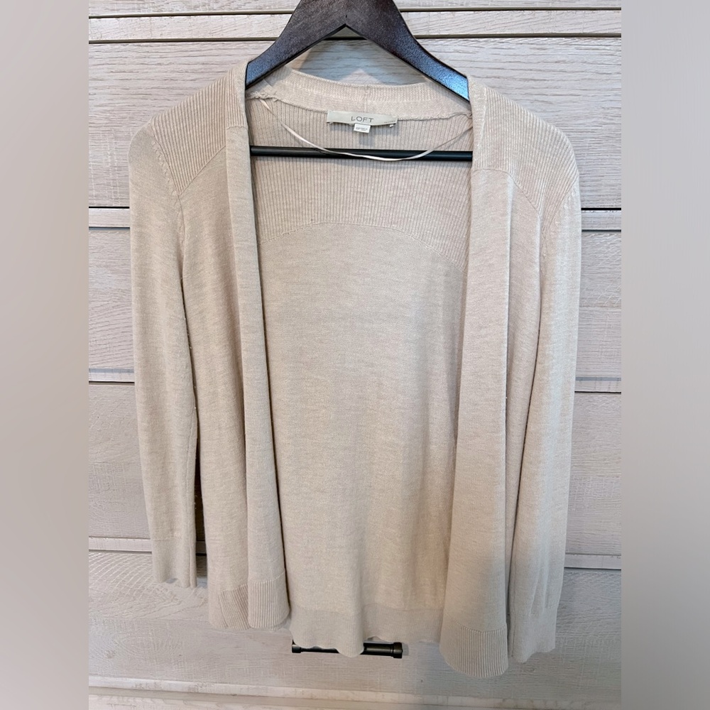 Loft cream long sleeve cardigan sweater